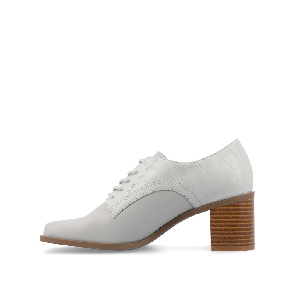 SYLVAN BLOCK HEEL OXFORD LOAFERS IN LINEN