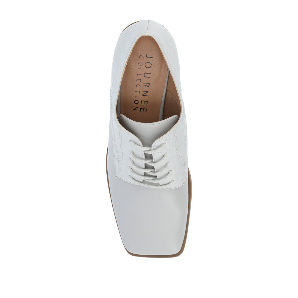 SYLVAN BLOCK HEEL OXFORD LOAFERS IN LINEN