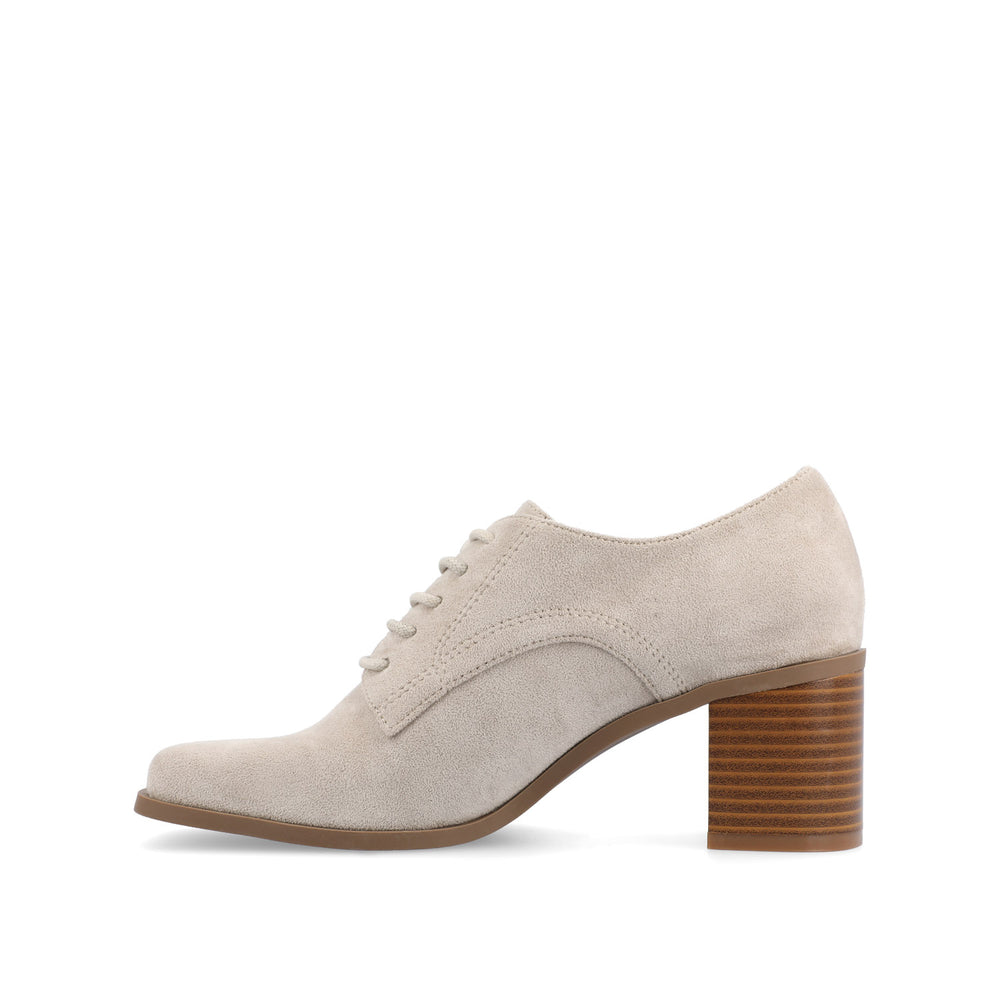 SYLVAN BLOCK HEEL OXFORD LOAFERS IN LINEN