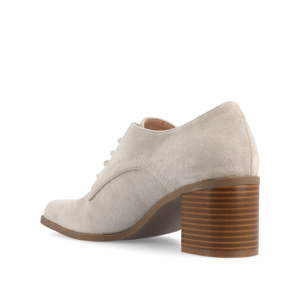 SYLVAN BLOCK HEEL OXFORD LOAFERS IN LINEN