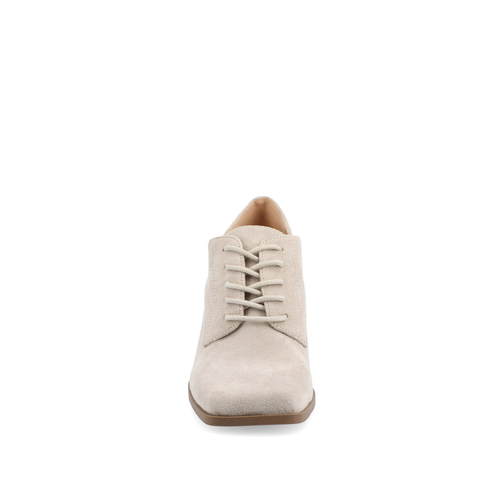 SYLVAN BLOCK HEEL OXFORD LOAFERS IN LINEN