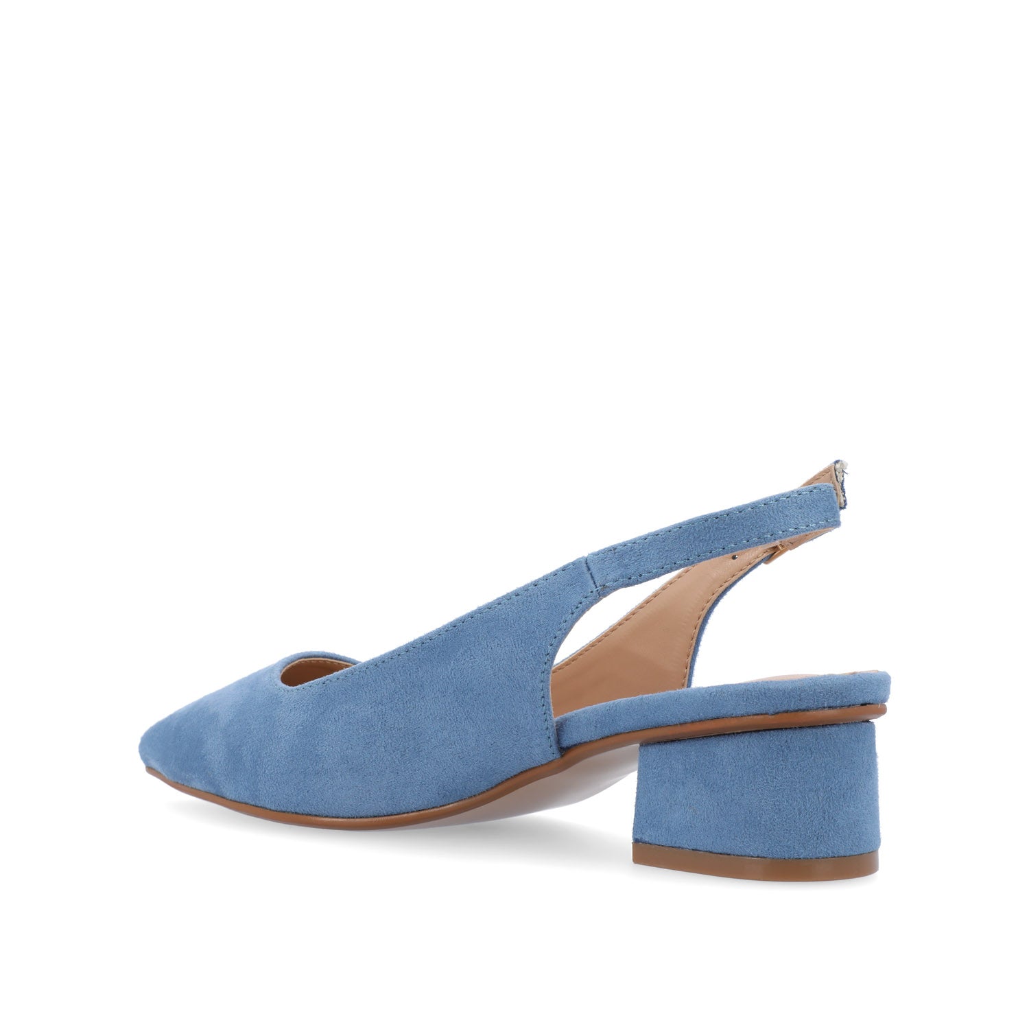 SYLVIA LOW BLOCK PUMP HEELS IN FAUX SUEDE - Blue
