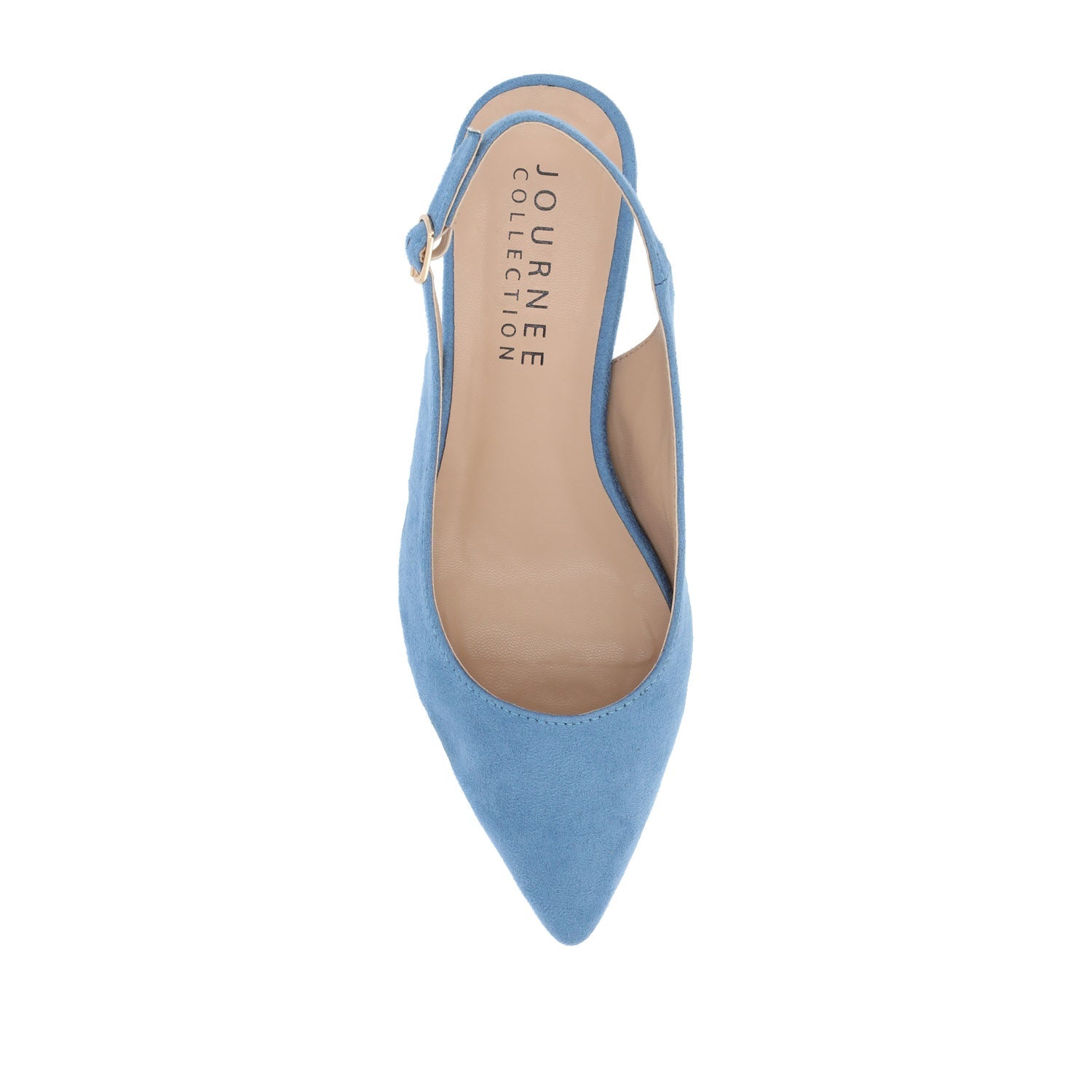 SYLVIA LOW BLOCK PUMP HEELS IN FAUX SUEDE - Blue