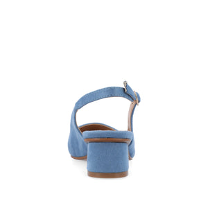 SYLVIA LOW BLOCK PUMP HEELS IN FAUX SUEDE - Blue