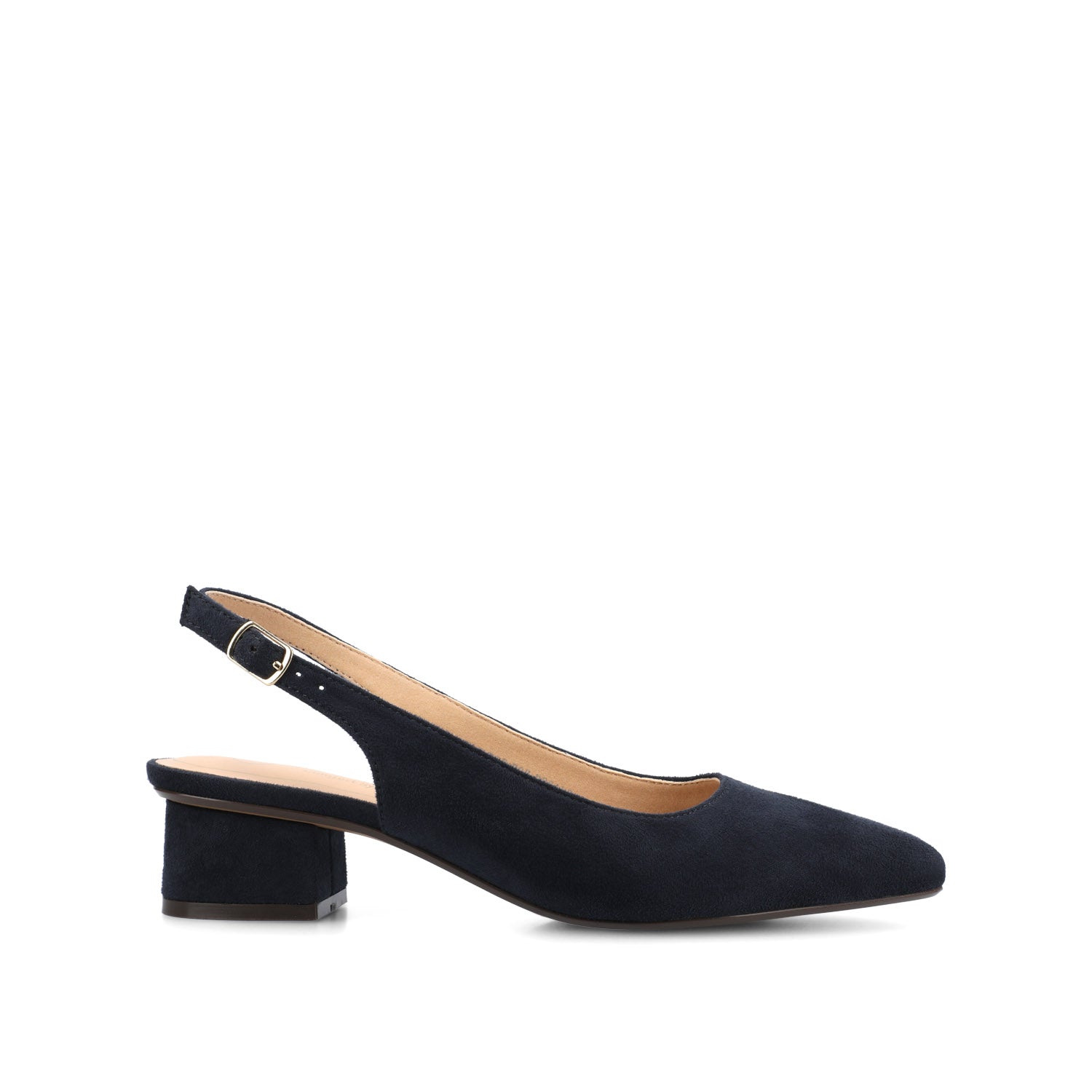 SYLVIA LOW BLOCK HEELS IN WIDE - Navy Suede