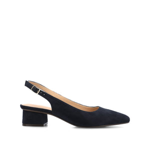 SYLVIA LOW BLOCK HEELS IN WIDE - Navy Suede