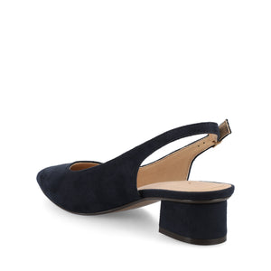 SYLVIA LOW BLOCK HEELS IN WIDE - Navy Suede