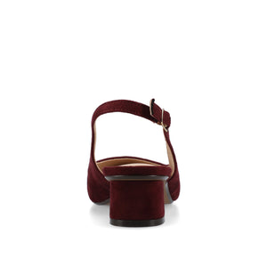 SYLVIA LOW BLOCK HEELS IN WIDE - Oxblood Suede