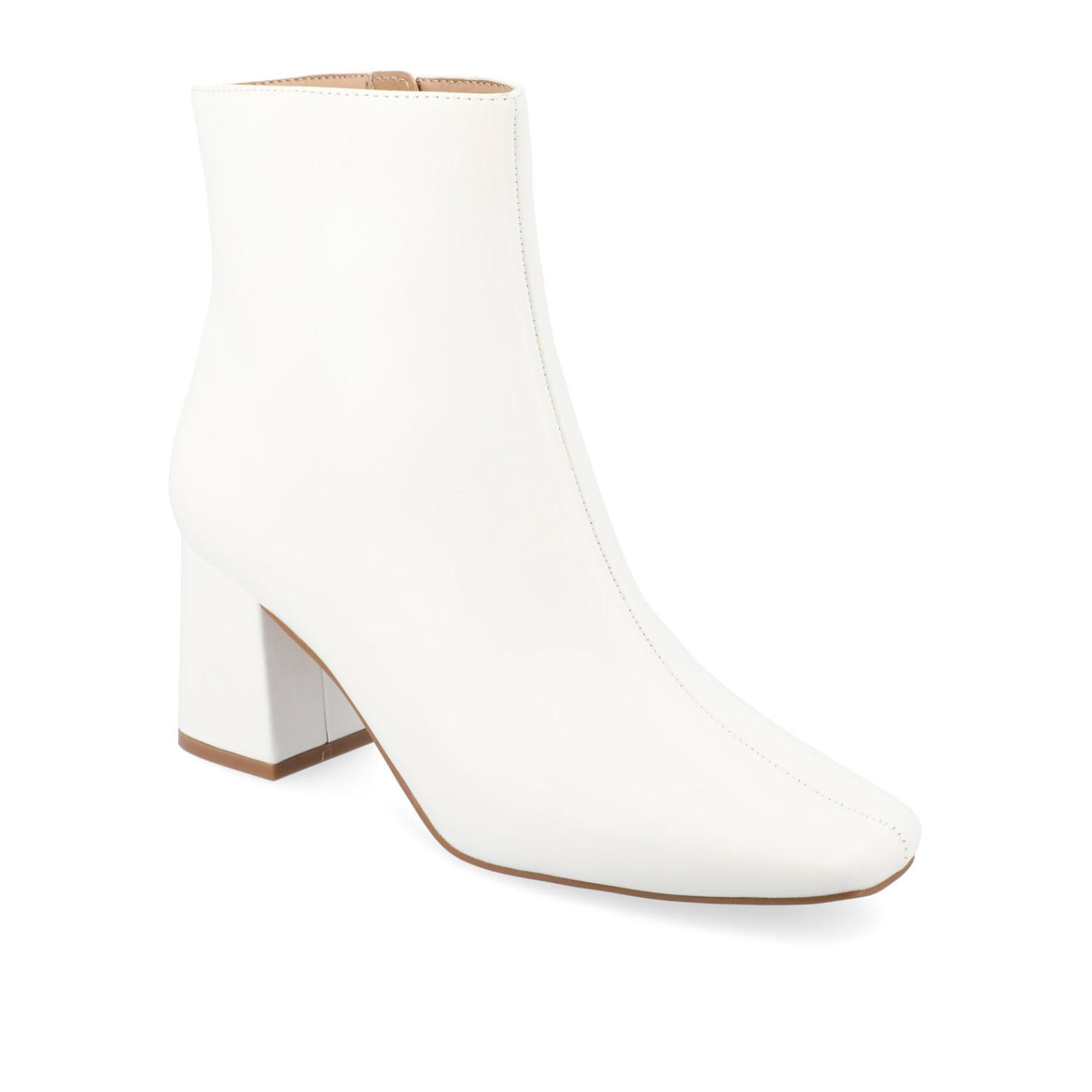 HAYLINN SQUARE TOE BOOTIES IN VEGAN LEATHER - White PU