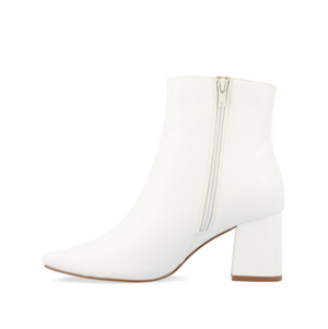 HAYLINN SQUARE TOE BOOTIES IN VEGAN LEATHER - White PU