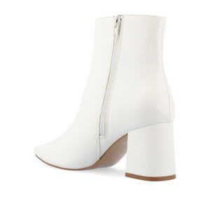 HAYLINN SQUARE TOE BOOTIES IN VEGAN LEATHER - White PU