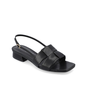 TABATHA LOW BLOCK HEELS IN FAUX LEATHER IN WIDE
