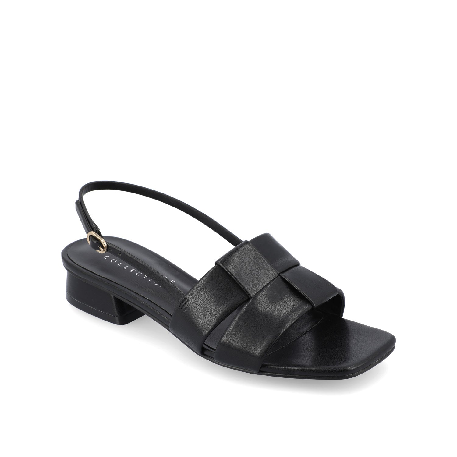 TABATHA LOW BLOCK HEELS IN VEGAN LEATHER IN WIDE - Black