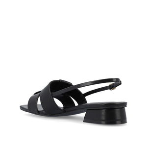 TABATHA LOW BLOCK HEELS IN VEGAN LEATHER - Black