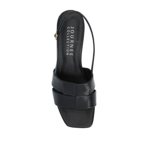 TABATHA LOW BLOCK HEELS IN FAUX LEATHER IN WIDE