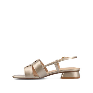 TABATHA LOW BLOCK HEELS IN VEGAN LEATHER IN WIDE - Champagne