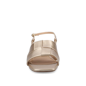 TABATHA LOW BLOCK HEELS IN VEGAN LEATHER - Champagne