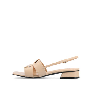 TABATHA LOW BLOCK HEELS IN VEGAN LEATHER IN WIDE - Nude