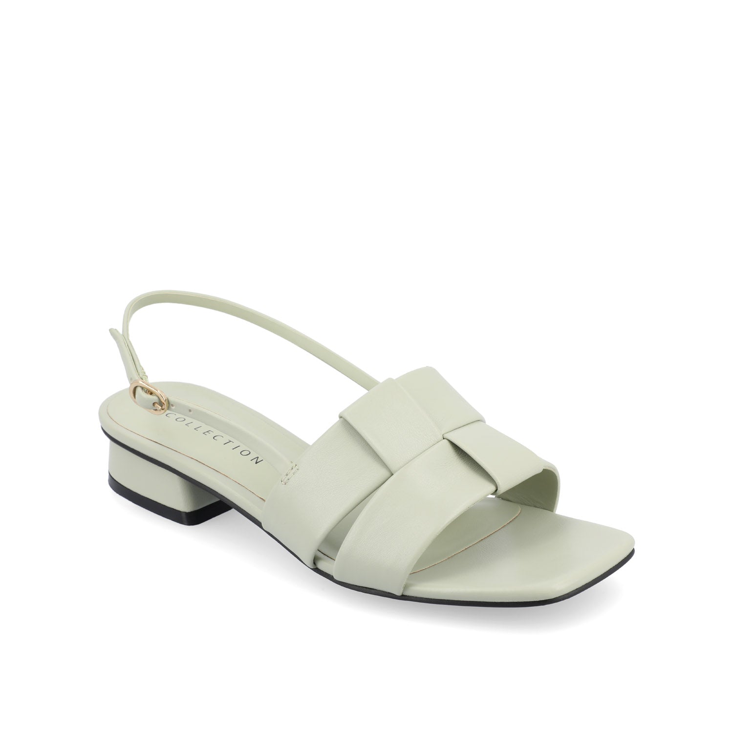 TABATHA LOW BLOCK HEELS IN VEGAN LEATHER - Sage