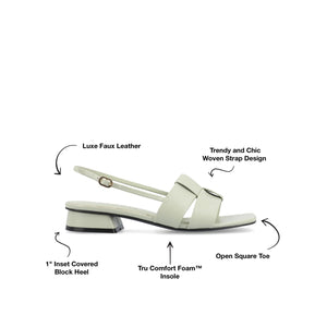 TABATHA LOW BLOCK HEELS IN VEGAN LEATHER - Sage