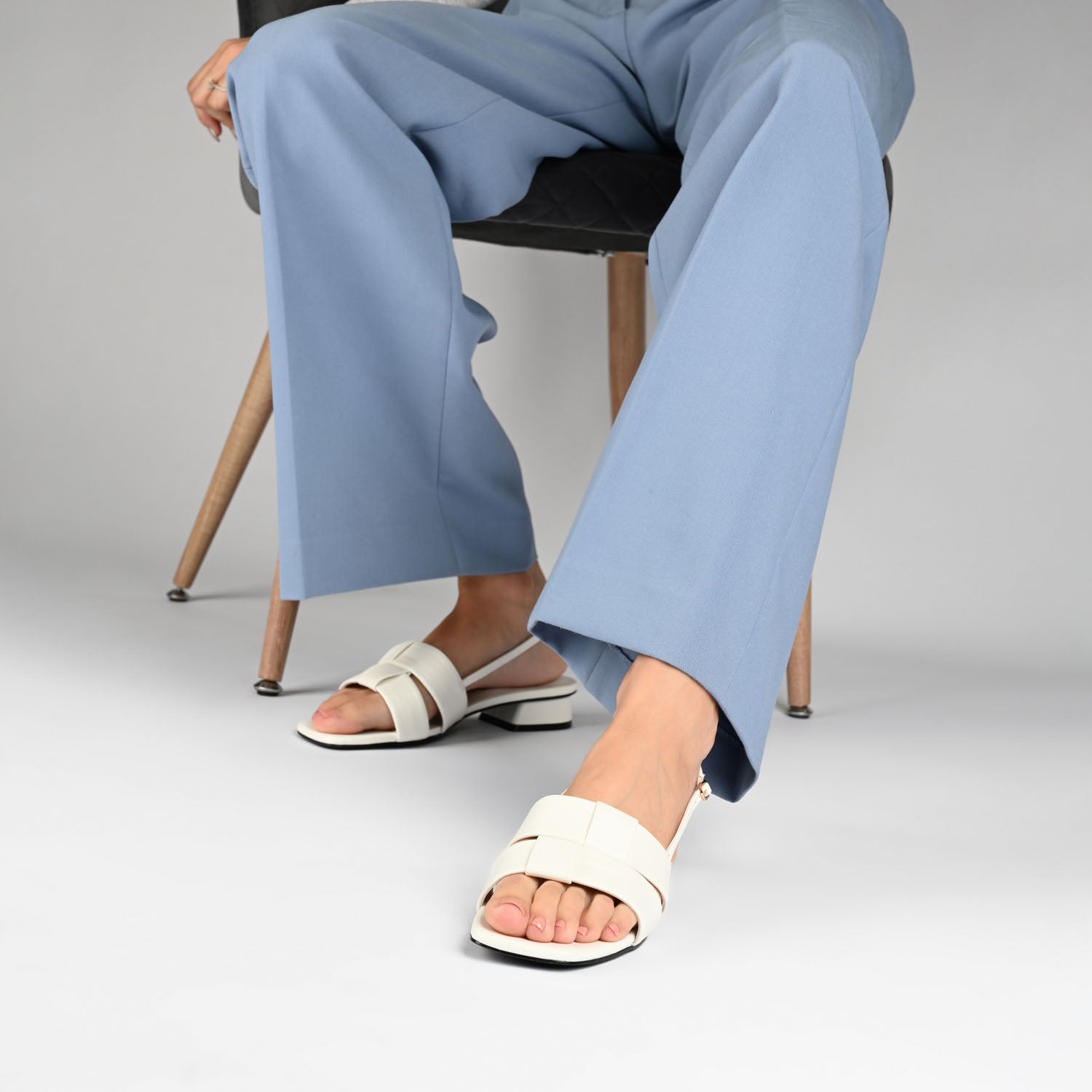 TABATHA LOW BLOCK HEELS IN FAUX LEATHER IN WIDE