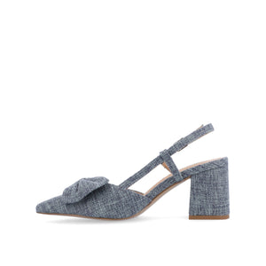 TAILYNN BLOCK PUMP HEELS IN WIDE - Denim Blue Chambray