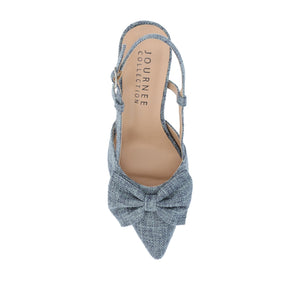 TAILYNN BLOCK PUMP HEELS IN WIDE - Denim Blue Chambray