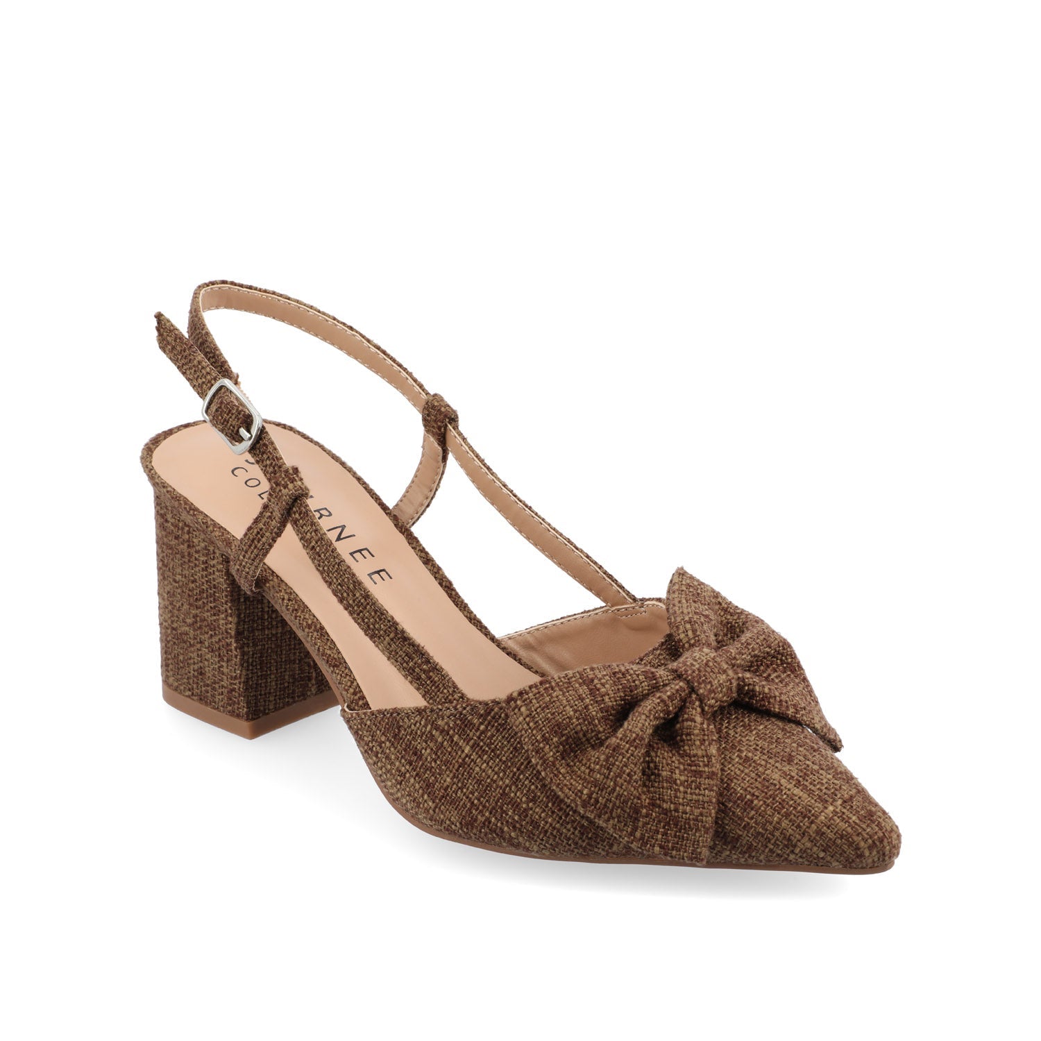 TAILYNN BLOCK PUMP HEELS IN WIDE - Brown Linen