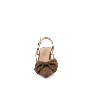 TAILYNN BLOCK PUMP HEELS IN WIDE - Brown Linen