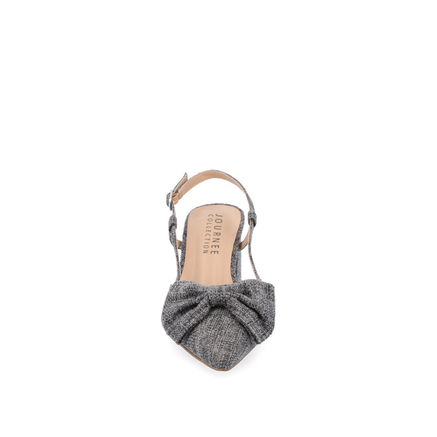 TAILYNN SLINGBACK BLOCK HEELS IN FABRIC - Charcoal Linen