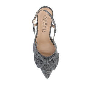 TAILYNN SLINGBACK BLOCK HEELS IN FABRIC - Charcoal Linen