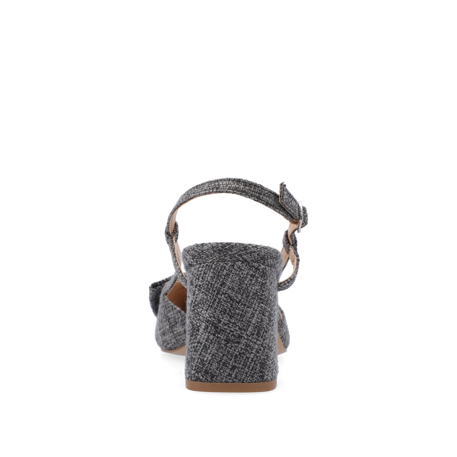 TAILYNN SLINGBACK BLOCK HEELS IN FABRIC - Charcoal Linen