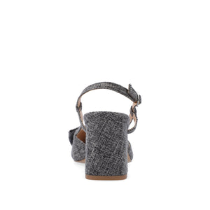 TAILYNN SLINGBACK BLOCK HEELS IN FABRIC - Charcoal Linen