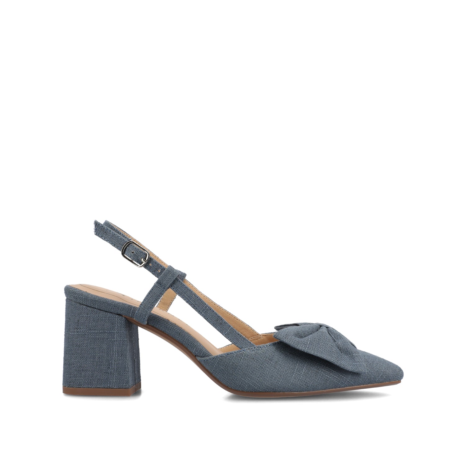 TAILYNN SLINGBACK BLOCK HEELS IN STATEMENT IN WIDE - Denim