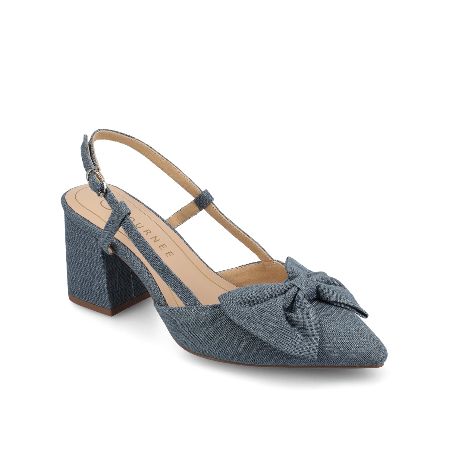 TAILYNN SLINGBACK BLOCK HEELS IN STATEMENT IN WIDE - Denim