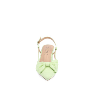 TAILYNN SLINGBACK BLOCK HEELS IN FABRIC - Green Linen