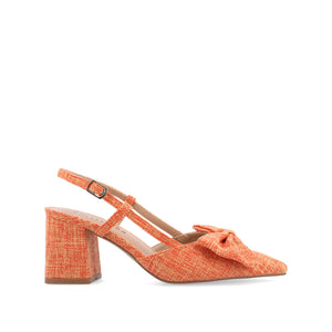 TAILYNN SLINGBACK BLOCK HEELS IN FABRIC - Orange Linen