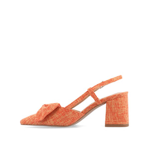 TAILYNN SLINGBACK BLOCK HEELS IN FABRIC - Orange Linen