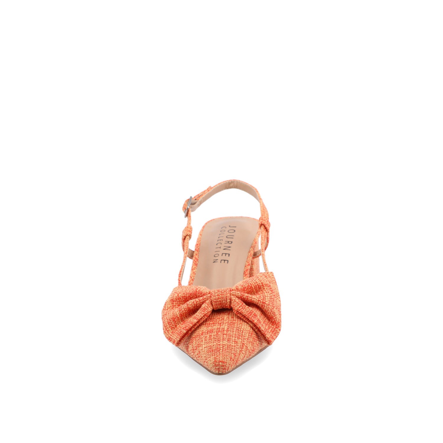 TAILYNN SLINGBACK BLOCK HEELS IN FABRIC - Orange Linen