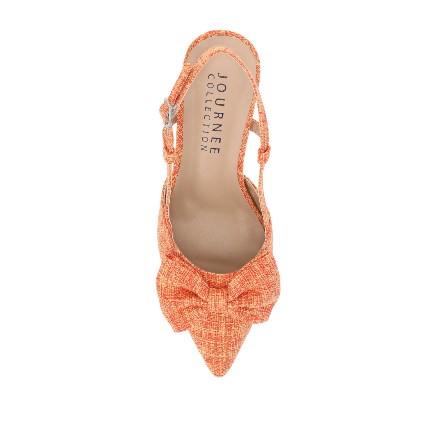 TAILYNN SLINGBACK BLOCK HEELS IN FABRIC - Orange Linen
