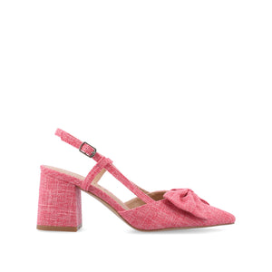 TAILYNN SLINGBACK BLOCK HEELS IN FABRIC - Pink Linen