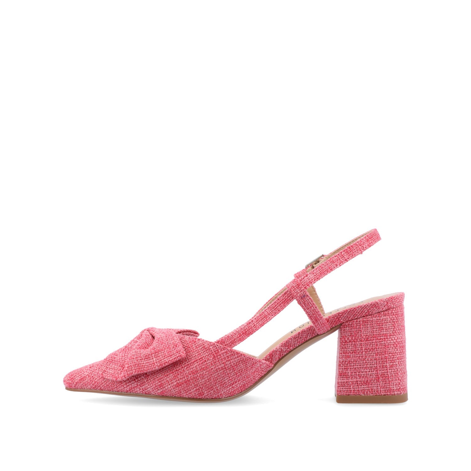TAILYNN SLINGBACK BLOCK HEELS IN FABRIC - Pink Linen