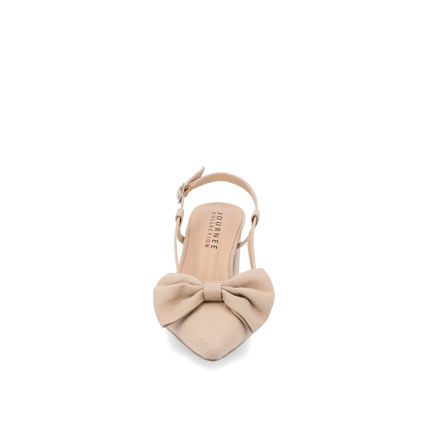 TAILYNN SLINGBACK BLOCK HEELS IN FABRIC - Tan Beige Fabric