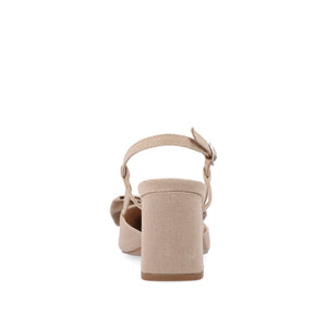 TAILYNN SLINGBACK BLOCK HEELS IN FABRIC - Tan Beige Fabric