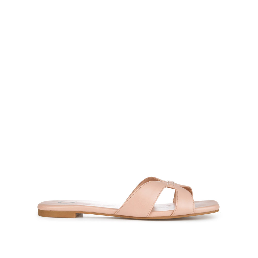 TALEESA SLIDE SANDALS IN FAUX LEATHER