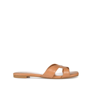 TALEESA SLIDE SANDALS IN FAUX LEATHER