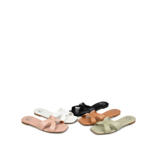 TALEESA SLIDE SANDALS IN FAUX LEATHER