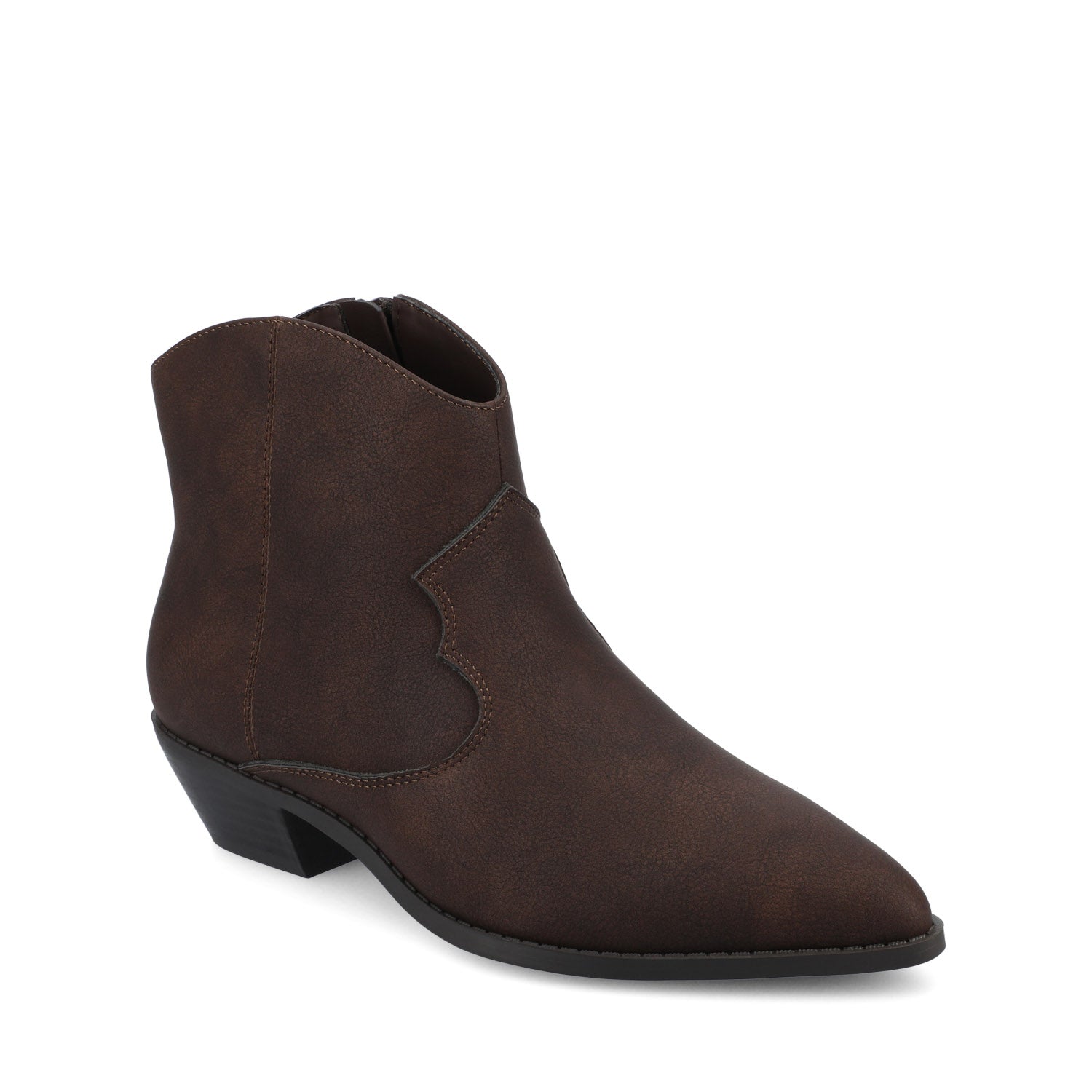 TALIAH WESTERN ANKLE BOOTIES IN WIDE - Vintage Brown