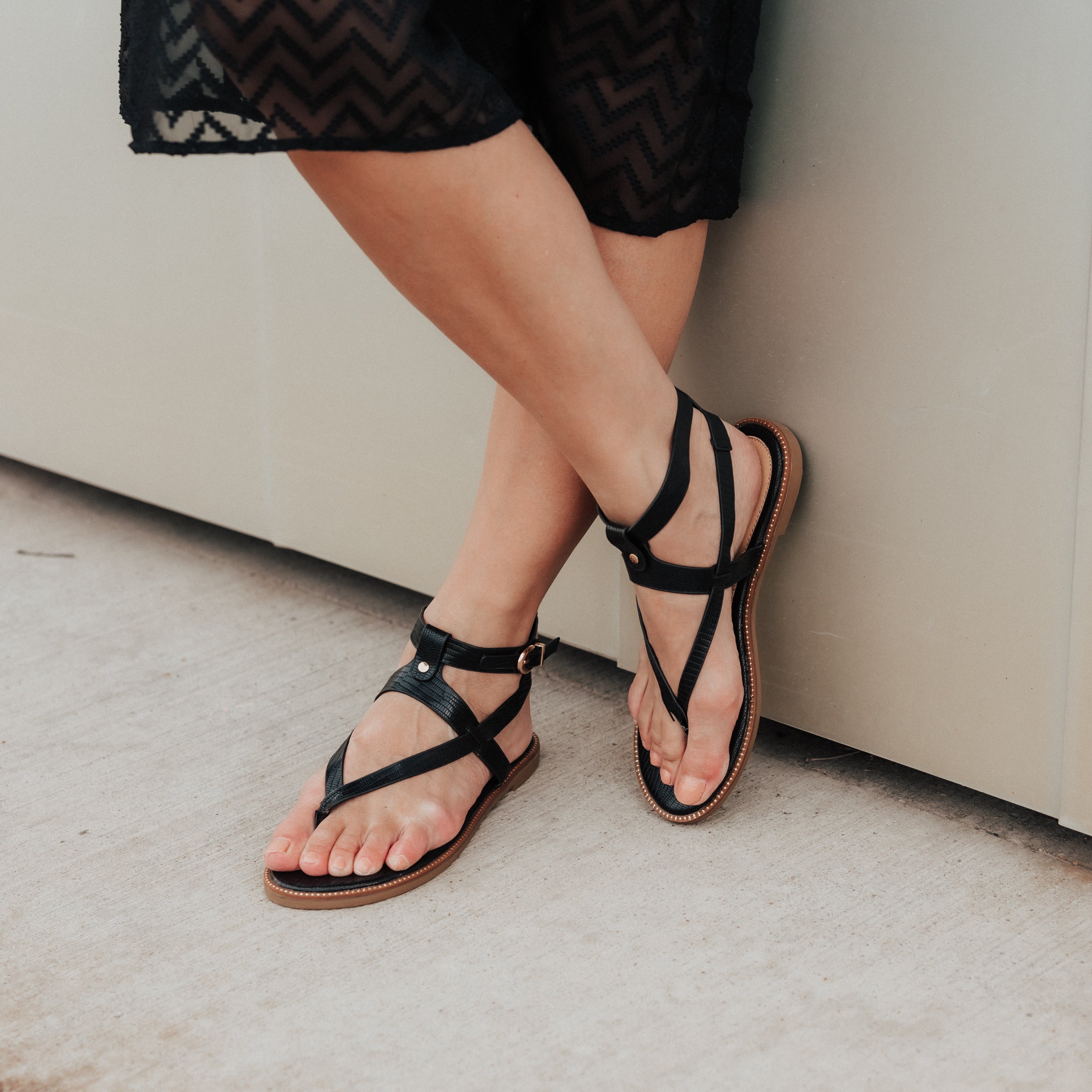 TANGIE MULTI STRAP SANDALS IN FAUX LEATHER