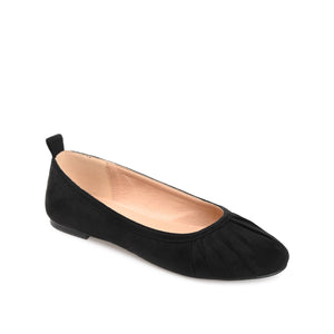 TANNYA RUCHED BALLET FLATS IN FAUX SUEDE - Black